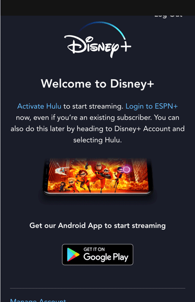 image of disney plus website